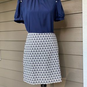 🤍TALBOTS preppy blue & white print skirt 4P NWT💙